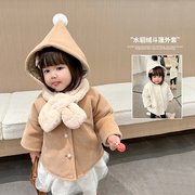 陈大猪l妈女宝宝外套冬装2023冬季婴儿大衣加绒加厚婴童外套连帽