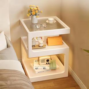 床头柜置物架家用卧室简约现代奶油风创意高级感床边柜储物置物柜