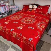 全棉百子图被套婚庆，四件套被罩纯棉布料枕套，中式结婚红色百子床单