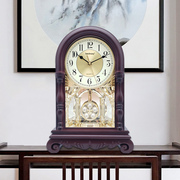 新中式座钟创意报时时钟豪华客厅，欧式复古家用仿古台式摇摆钟静音