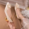 主婚纱婚鞋2022年新娘，鞋金色高跟鞋不累脚少女粗跟伴娘水晶鞋