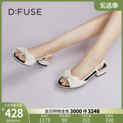 DFuse夏季羊皮法式凉鞋鱼嘴蝴蝶结粗跟时装单鞋女DF32115340