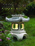 太阳能日式庭院布置落地灯小院花园造景灯新中式仿古户外露台