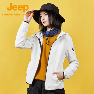 立体提花jeep吉普透气短外套，秋季连帽，针织开衫字母上衣女