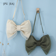 pujia网红蝴蝶结小包时尚，日系小众设计帆布包斜挎女包