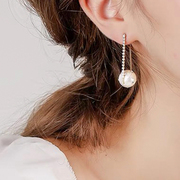珍珠水钻耳环2023潮韩国气质网红耳饰个性小众设计感高级耳坠