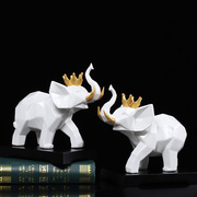 陶瓷几何大象摆件一对创意客厅家居办公室装饰品招财象工艺品摆设