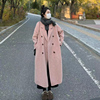 2023秋冬季韩系双面羊绒，大衣女中长款今年流行粉色羊毛呢外套