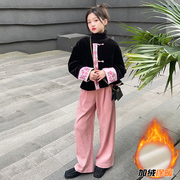 新中式女童棉衣外套冬季儿童装大童加厚保暖国潮棉服盘扣大衣