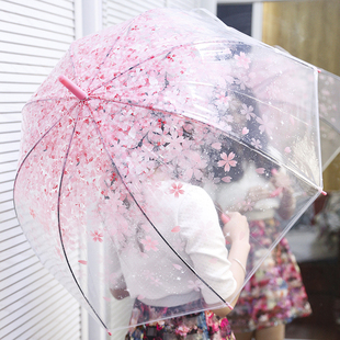 雨伞女晴雨两用日系粉色少女心ins伞森系复古简约儿童樱花透明伞