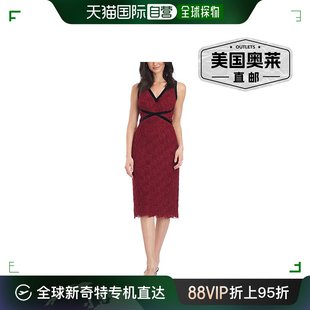 js collectionsAudrey 女式蕾丝无袖紧身早秋连衣裙 酒红色