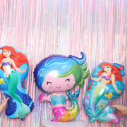 海洋主题美人鱼蓝色公主卡通粉色气球女孩儿童生日派对创意装饰品