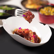 餐厅创意不规则西餐汤盘纯色，花边椭圆盘个性意面盘子法式冷菜碟子