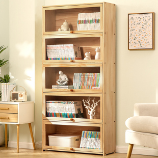 实木书架书柜子置物架落地家用儿童客厅多层简易玩具收纳柜靠墙边