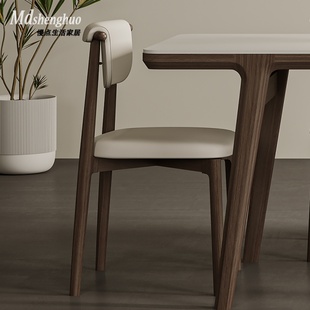 实木餐椅简约现代橡木靠背椅软包皮，椅休闲洽谈椅北欧餐厅椅子家用