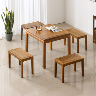 鸡翅木餐桌正方形新中式方桌，全实木四方桌，饭桌红木餐台小户型简约