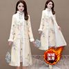新中式改良旗袍加绒加厚长款棉服外套女冬季洋气妈妈套装裙子