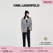 KARL LAGERFELD卡尔拉格斐早春千鸟格黑白西装夹克老佛爷