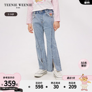 TeenieWeenie Kids小熊童装24春夏女童松紧腰微喇开衩牛仔裤