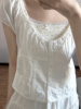 brandygirlbm甜辣上衣夏季设计感白色泡泡袖，短袖衬衫显瘦女夏