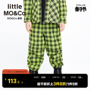 little moco童装春装儿童裤子男童格纹长裤纯棉格子男大童休闲裤