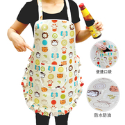 厨房围裙防水防油可爱卡通做饭家务工作女大人，罩衣口袋防污防酱油