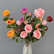 6头蔷薇玫瑰仿真花婚庆婚礼，布置造景花材家居，客厅茶几摆件装饰花