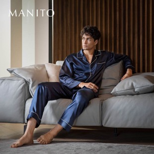 MANITO/曼尼陀真丝睡衣套装男士桑蚕丝家居服Authentic早春高级