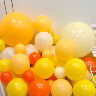 加厚柠檬黄橙色马卡龙(马卡龙)黄色，幼儿园装饰圆形，气球10寸12寸18寸36