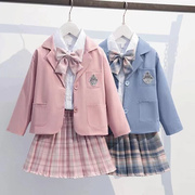 女童套装jk制服学院风2021秋装，小女孩春季儿童裙子衬衫两件套