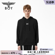 BOYLONDON潮牌套头衫男女同款夜光骷髅印花高街连帽卫衣N04015