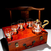 耐热玻璃茶具套装功夫，茶杯透明现代耐高温天鹅煮茶壶木盒礼盒装