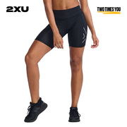 2XU Aero系列女士中腰压缩短裤夏马拉松跑步速干透气健身运动短裤