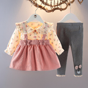 女童长袖套装秋装洋气婴，儿童装时髦女宝宝，裙子两件套秋天衣服