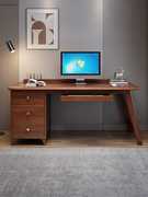 实木书桌书柜组合一体电脑桌简约家用办公桌书房写字桌卧室学习桌