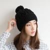 毛线帽子女冬天韩国保暖针织帽，女潮帽大球，纯手工冬帽套头羊毛帽女