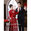 红色马面裙敬酒服2023中式订婚旗袍，新娘结婚礼服套装婚礼冬季