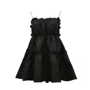 自制水钻吊带设计感甜酷黑色蓬蓬裙小众纯欲风，生日小礼服连衣裙女