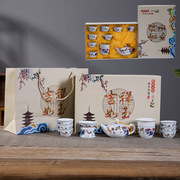 成化斗彩鸡缸杯茶具整套装，家用创意手工盖碗，茶壶茶杯功夫茶具