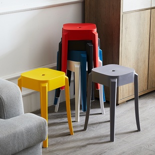 塑料凳子加厚成人家用餐桌，高板凳(高板凳)现代简约时尚网红北欧方圆凳椅子