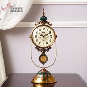 欧式座钟摆件家用客厅桌面，时钟时尚复古钟表创意，台式摆钟美式台钟