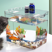 生态斗鱼缸塑料客厅大小型家用水族箱透明金鱼缸乌龟缸桌面造景缸