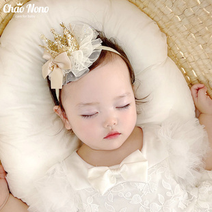 韩国时尚婴儿发带立体蕾丝公主发饰女宝宝生日头饰新生儿头箍
