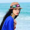 女装配饰原创编织帽，手工刺绣帽遮阳沙滩帽绣花帽