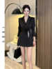 小诺本人西装外套女韩版收腰休闲上衣黑色小个子西服裙32911