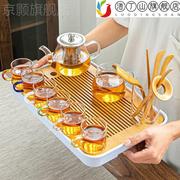 收纳耐热玻璃茶具套装功夫茶具家用托盘茶盘小型办公泡茶器花茶杯