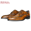 REGAL/丽格商务正装办公系带头层牛皮低跟经典青年男士皮鞋T48B