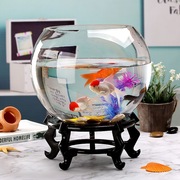 办公室小鱼缸加厚超白透明玻璃乌龟缸客厅家用桌面圆形小型金鱼缸