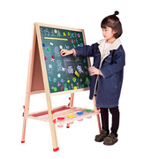 实木儿童画板木制小黑板支架式画架磁性双面写字板可