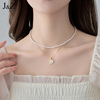 双层叠戴珍珠玫瑰花项链女款2023轻奢小众高级感锁骨链